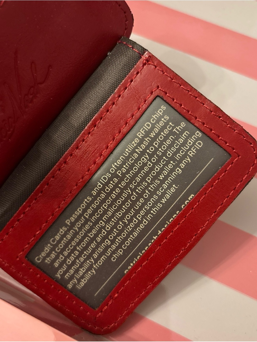 PATRICIA NASH LAVA RED Cassis CREDIT CARD RFID Leather ID CASE - Picture 4 of 5